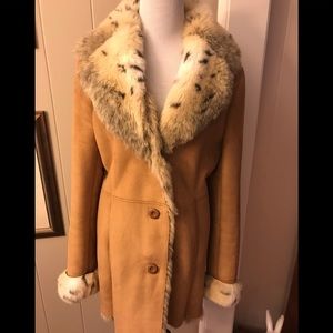 Talbots faux suede fur lined coat